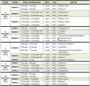 STPM 2015 Term 3 Exam Timetable new