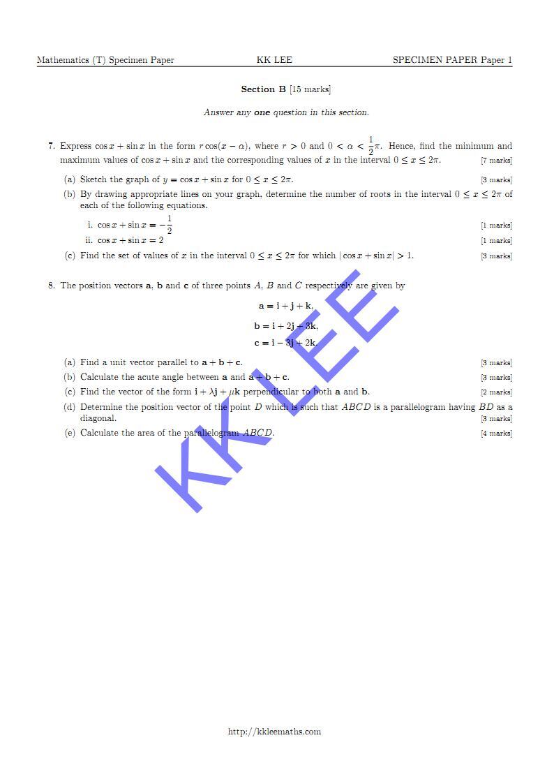 STPM 2013 MT Specimen Paper 1 Question (b) (KK LEE MATHEMATICS)