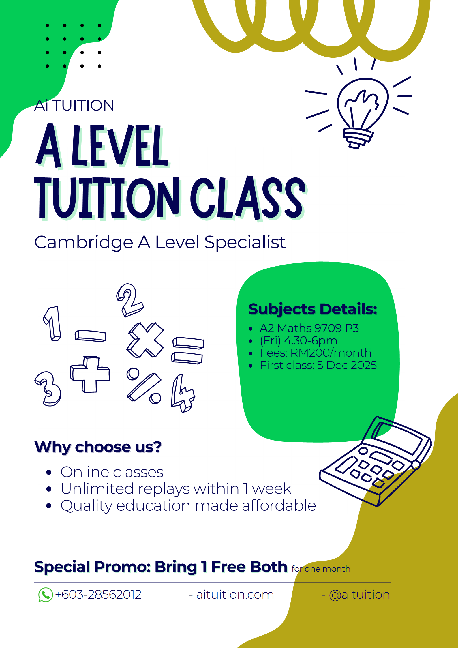 STPM Term 2 Mathematics Tuition Timetable by KK LEE